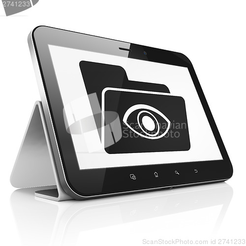 Image of Finance concept: Folder With Eye on tablet pc computer