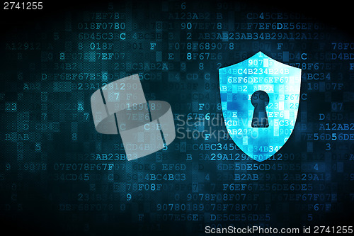 Image of Privacy concept: Shield With Keyhole on digital background