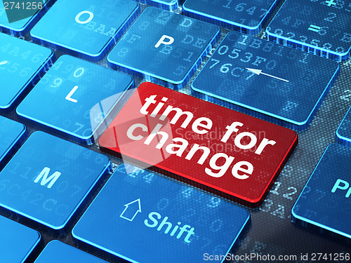 Image of Timeline concept: Time for Change on computer keyboard backgroun