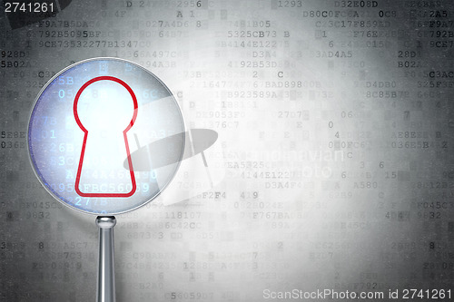 Image of Protection concept:  Keyhole with optical glass on digital