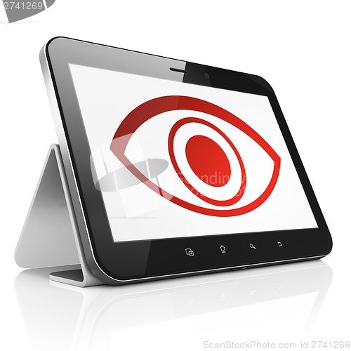 Image of Security concept: Eye on tablet pc computer