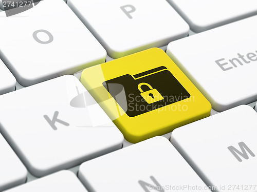 Image of Finance concept: Folder With Lock on computer keyboard backgroun