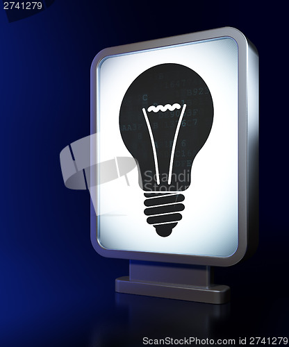 Image of Finance concept: Light Bulb on billboard background