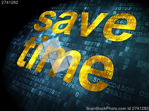 Image of Timeline concept: Save Time on digital background