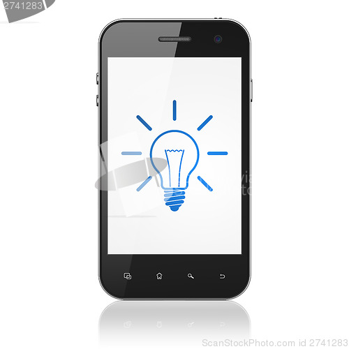 Image of Business concept: Light Bulb on smartphone