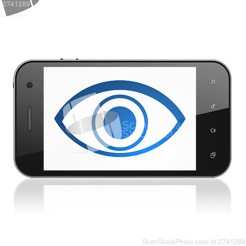 Image of Safety concept: Eye on smartphone