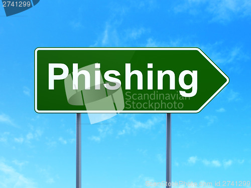 Image of Privacy concept: Phishing on road sign background