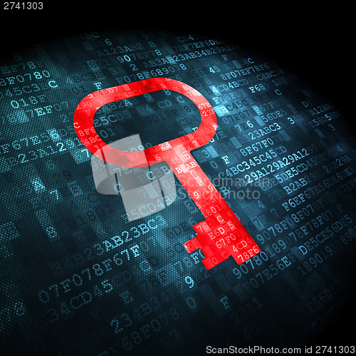 Image of Protection concept: Key on digital background