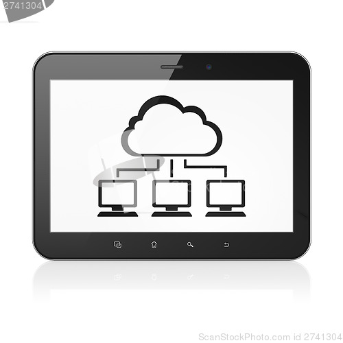Image of Cloud computing concept: Cloud Network on tablet pc computer