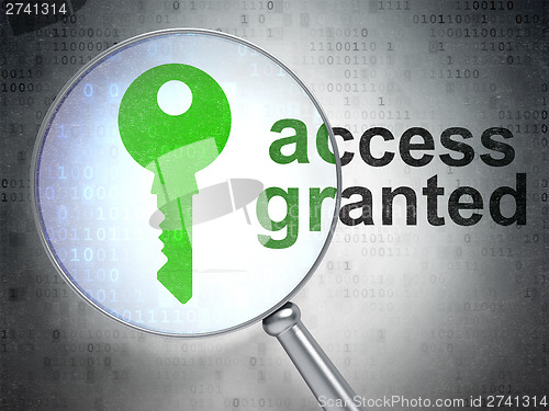 Image of Protection concept: Key and Access Granted with optical glass