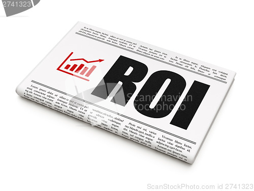 Image of Business news concept: newspaper with ROI and Growth Graph
