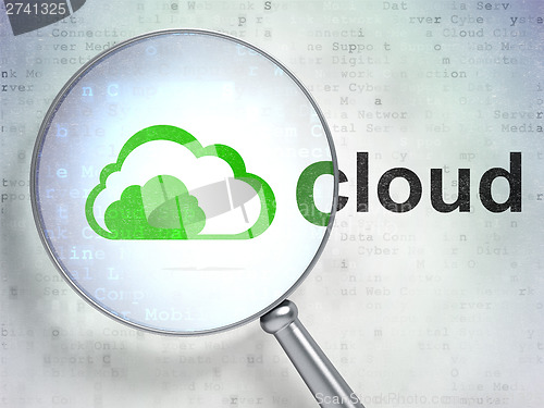 Image of Cloud technology concept: Cloud and Cloud with optical glass