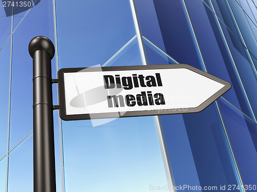 Image of Advertising concept: Digital Media on Building background