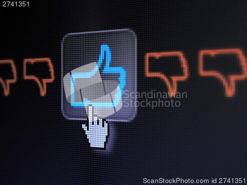 Image of Social network concept: Like, Unlike on digital computer screen