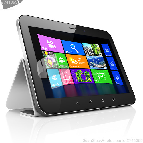 Image of Desktop on black tablet pc computer