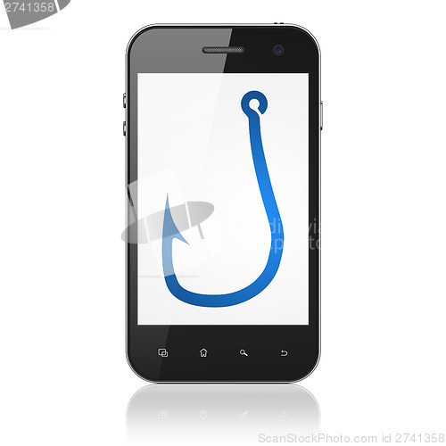 Image of Protection concept: Fishing Hook on smartphone