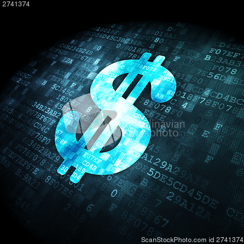 Image of Currency concept: Dollar on digital background