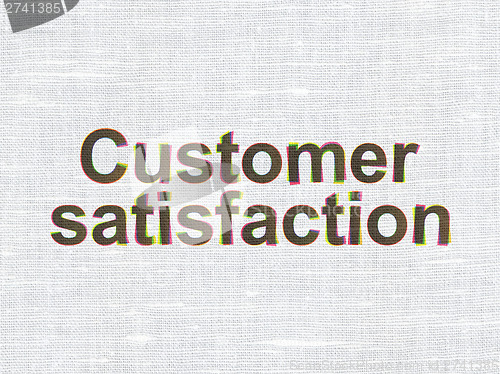 Image of Advertising concept: Customer Satisfaction on fabric texture bac