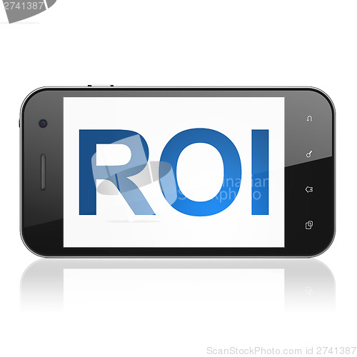 Image of Finance concept: ROI on smartphone