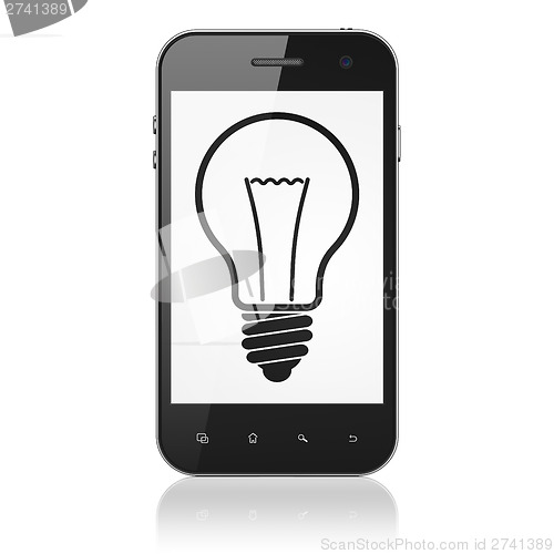 Image of Business concept: Light Bulb on smartphone