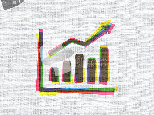 Image of Advertising concept: Growth Graph on fabric texture background