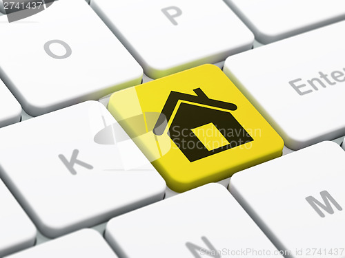 Image of Finance concept: Home on computer keyboard background