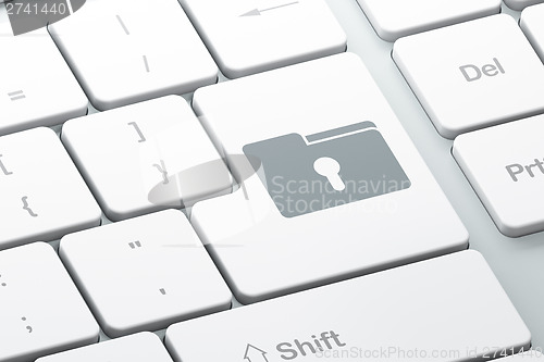 Image of Finance concept: Folder With Keyhole on computer keyboard backgr