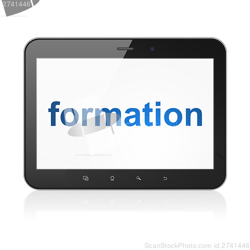 Image of Education concept: Formation on tablet pc computer