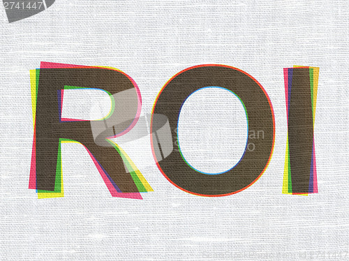 Image of Finance concept: ROI on fabric texture background