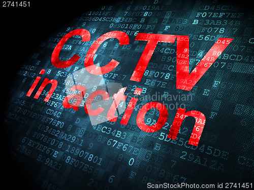 Image of Safety concept: CCTV In action on digital background