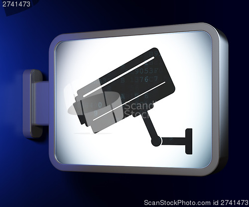 Image of Protection concept: Cctv Camera on billboard background