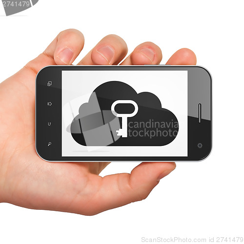Image of Cloud computing concept: Cloud With Key on smartphone