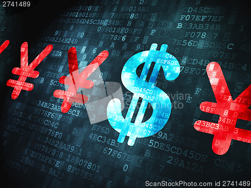 Image of Currency concept: Dollar And Yen on digital background