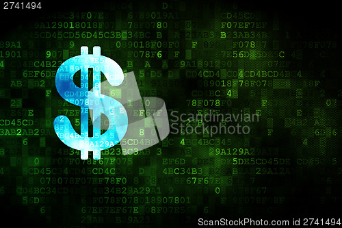 Image of Currency concept: Dollar on digital background
