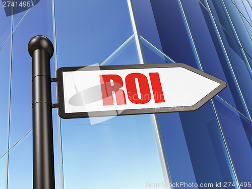 Image of Finance concept: ROI on Building background