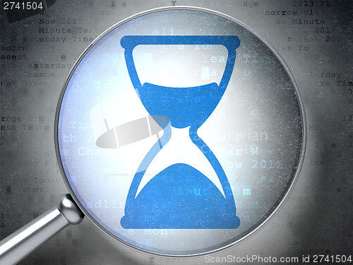 Image of Time concept:  Hourglass with optical glass on digital