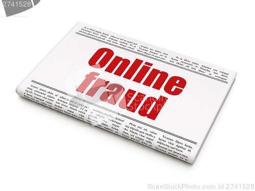 Image of Safety news concept: newspaper headline Online Fraud