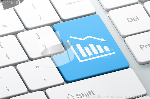 Image of Advertising concept: Decline Graph on computer keyboard