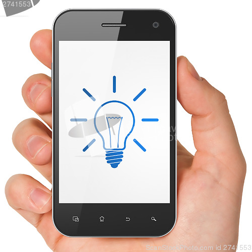 Image of Business concept: Light Bulb on smartphone