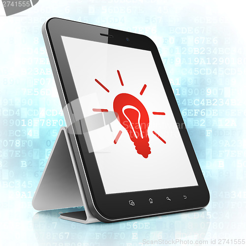 Image of Business concept: Light Bulb on tablet pc computer