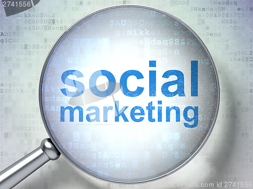 Image of Marketing concept: Social Marketing with optical glass