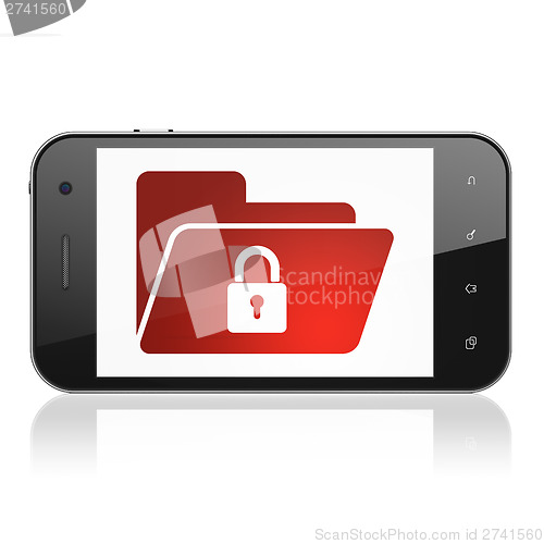 Image of Finance concept: Folder With Lock on smartphone