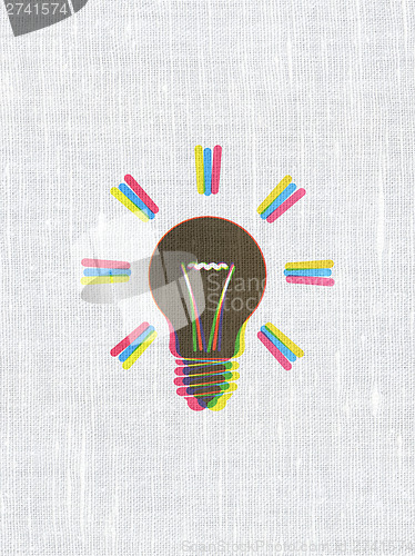 Image of Business concept: Light Bulb on fabric texture background