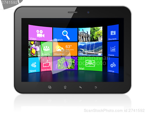 Image of Desktop on black tablet pc computer