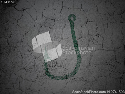Image of Security concept: Fishing Hook on grunge wall background