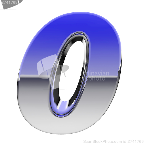 Image of Chrome number 0 with color gradient reflections isolated on white