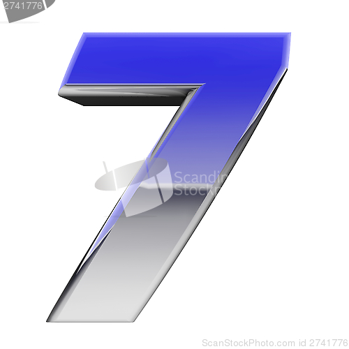 Image of Chrome number 7 with color gradient reflections isolated on white