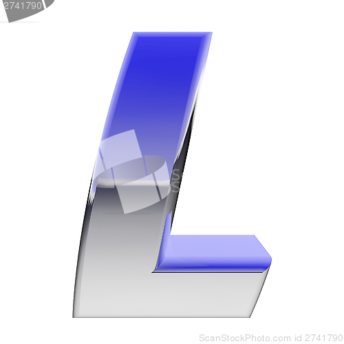 Image of Chrome alphabet symbol letter L with color gradient reflections isolated on white