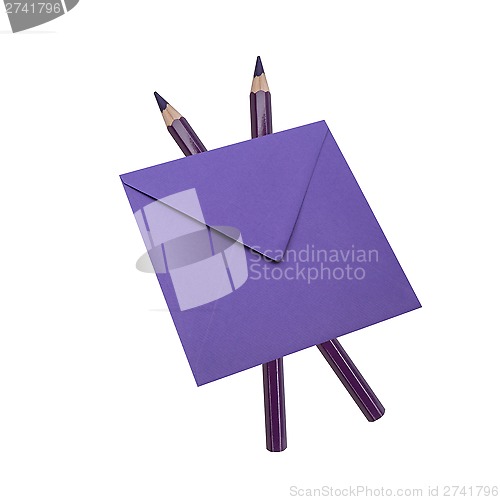 Image of Purple envelope and pencil