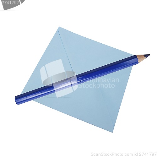 Image of blue envelope and pencil